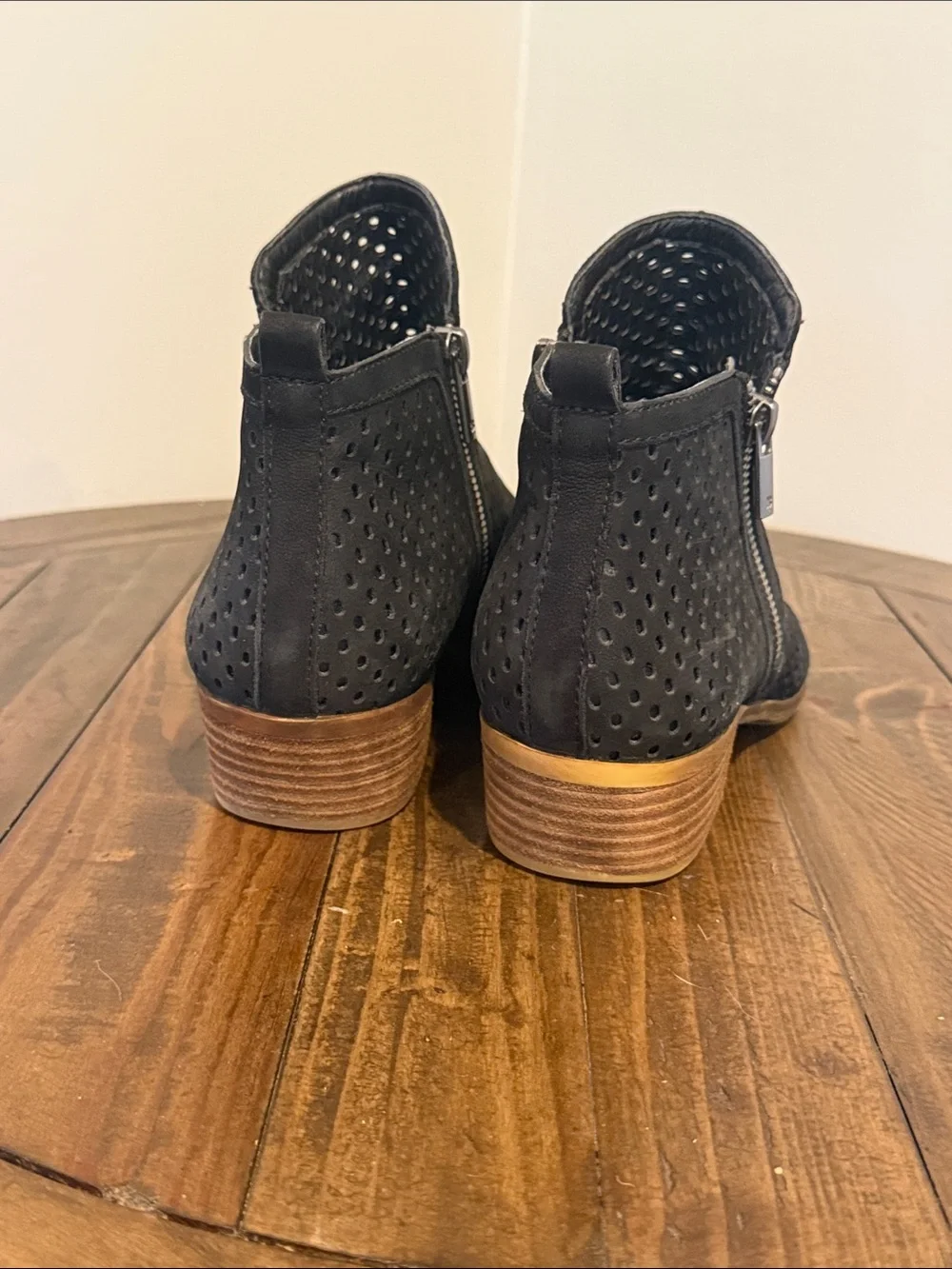 Lucky Brand Black Perforated Side-Zip Ankle Booties